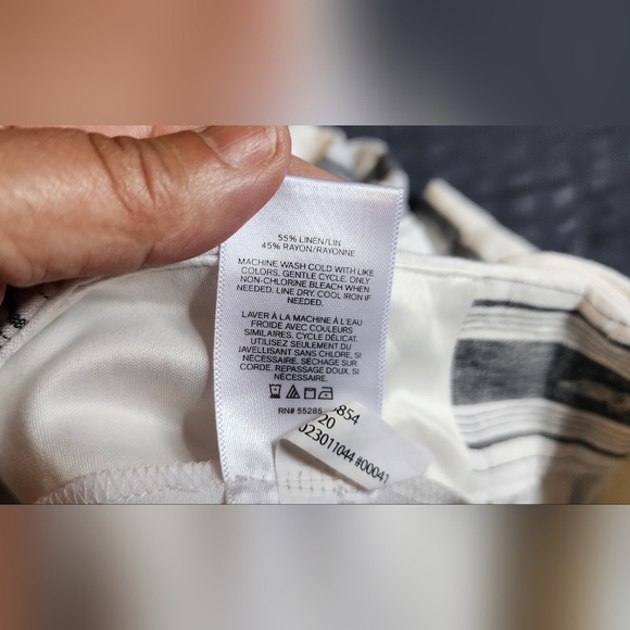 Express Linen Shorts Womens 4 Low Rise White Blue Striped Pockets Belt Loop F18 - Picture 3 of 13